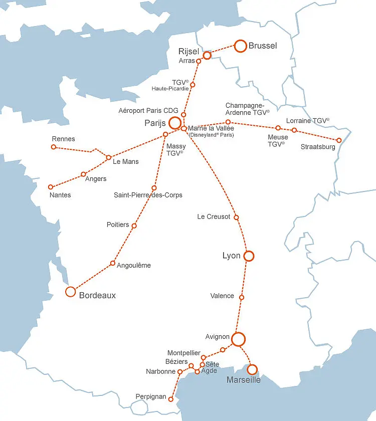 TGV Frankrijk bestemmingen en treinroutes
